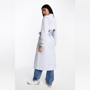 NWT ASOS DESIGN longline trench in pale baby blue SIZE 6